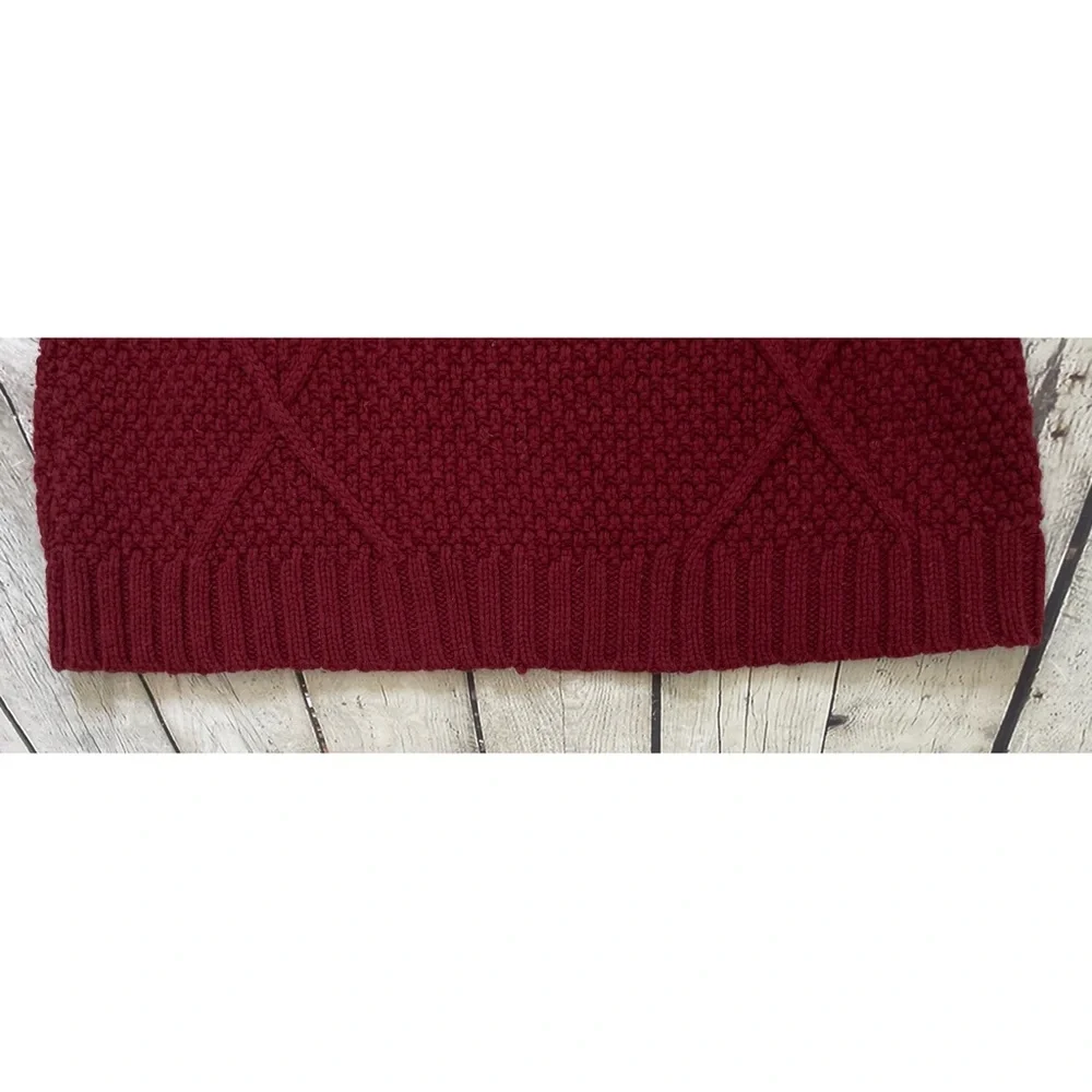 Soft Surroundings Maroon Wool Blend Cable Knit Sweater